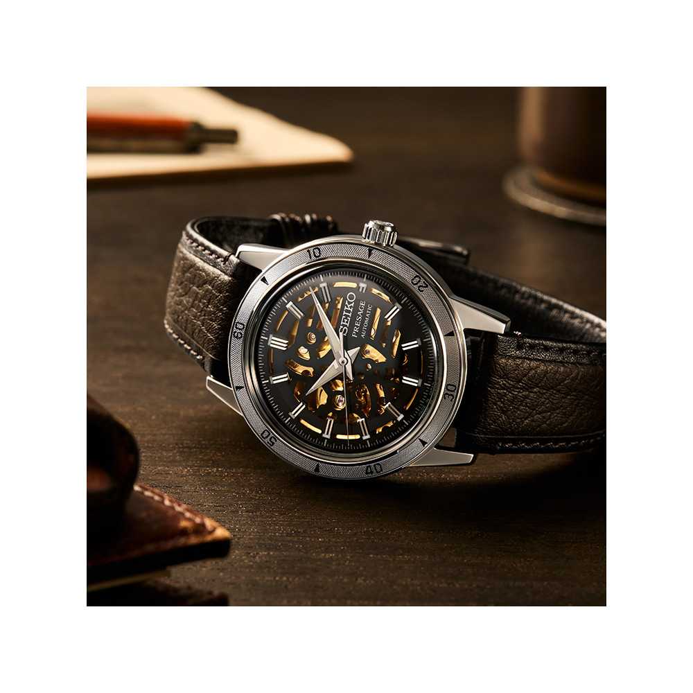 Relógio Seiko Presage Style60's Skeleton preto - Seiko - Seiko - Sweet Apple ® Relojoaria | Joalharia | Ourivesaria