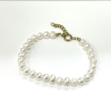 Pulseira em aço com pérolas