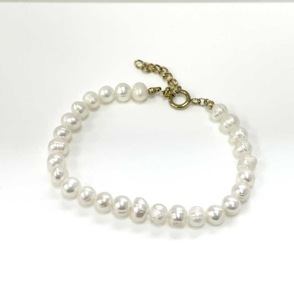 Pulseira em aço com pérolas - Outlet - Ortiz Jóias