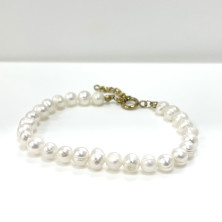 Pulseira em aço com pérolas - Outlet - Ortiz Jóias