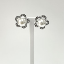 Brincos em aço com pérola - Outlet - Ortiz Jóias