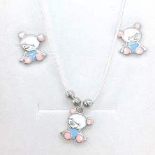 Conjunto fio e brincos em prata 925