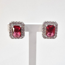 925 Silver Earrings with Zirconia Vermelhas | Sweet Apple