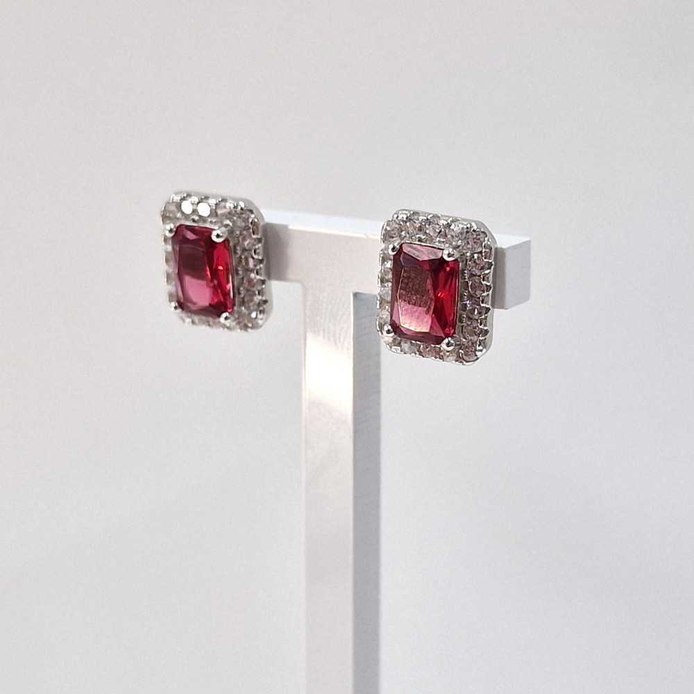 925 Silver Earrings with Zirconia Vermelhas | Sweet Apple