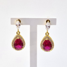 Gold-Plated Silver 925 Earrings with Zirconia Vermelhas | Sweet Apple