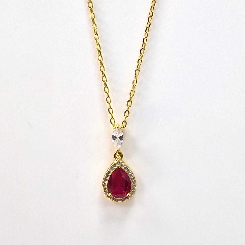 Gold-Plated Silver 925 Chain with Red Zirconia | Sweet Apple