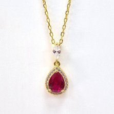 Fio em Prata Dourada 925 com Zircónia Vermelha