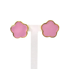 Gold-Plated Silver 925 Earrings with Flowers Pink | Sweet Apple