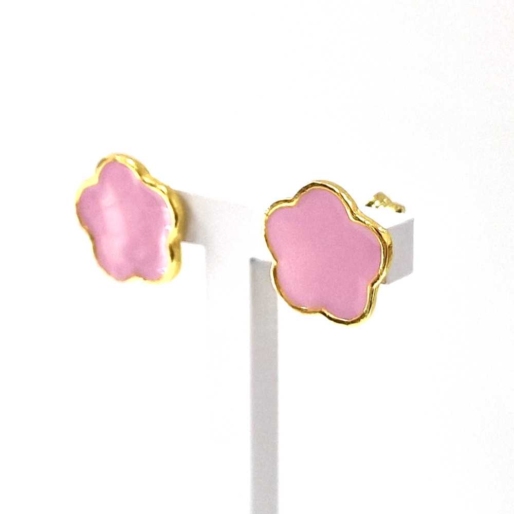 Gold-Plated Silver 925 Earrings with Flowers Pink | Sweet Apple