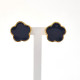 Brincos em Prata Dourada 925 com Flores Pretas - Earings - Sweet Apple Silver