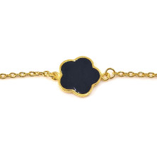 Pulseira em Prata Dourada 925 com Flor Preta - Pulseiras - Sweet Apple Silver - Sweet Apple ® Relojoaria | Joalharia | Ourivesar