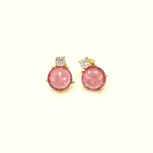 Gold-Plated Silver 925 Earrings with Pink Zirconia Light | Sweet Apple