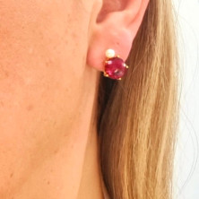 Brincos em Prata Dourada 925 com Zircónias Rosa Escuro - Brincos - Sweet Apple Silver - Sweet Apple ® Relojoaria | Joalharia | O