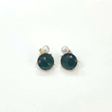 Brincos em Prata Dourada 925 com Zircónias Verdes - Brincos - Sweet Apple Silver - Sweet Apple ® Relojoaria | Joalharia | Ourive