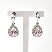 925 Silver Earrings with Pink Zirconia Light | Sweet Apple