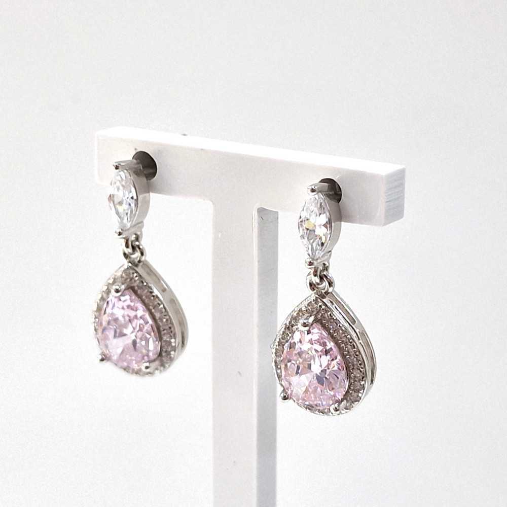925 Silver Earrings with Pink Zirconia Light | Sweet Apple
