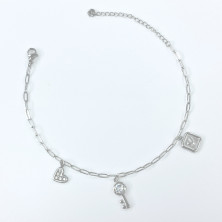 Pulseira em aço para Tornozelo com Pendentes