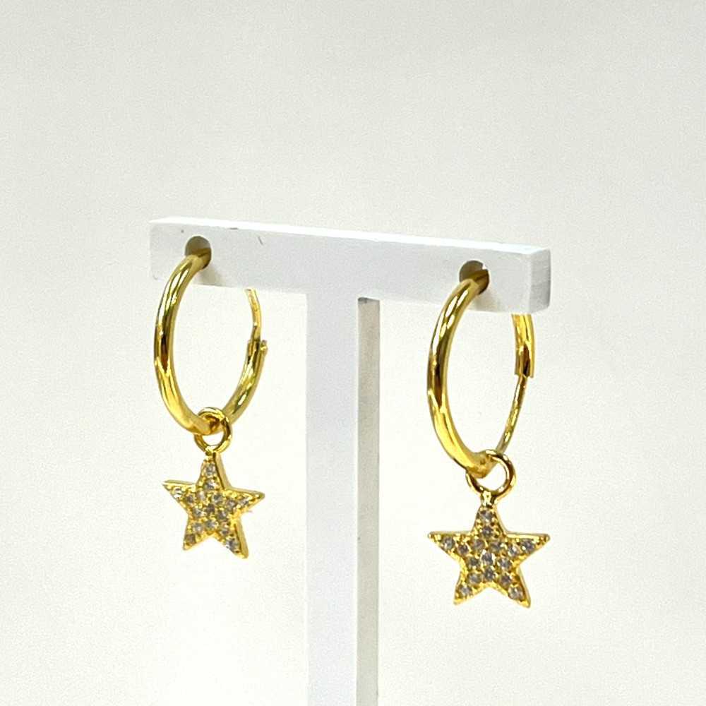 Gold-Plated Silver 925 Hoops with Estrelas | Sweet Apple