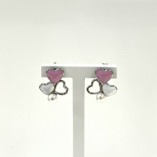 925 Silver Pearls & Hearts Earrings | Sweet Apple