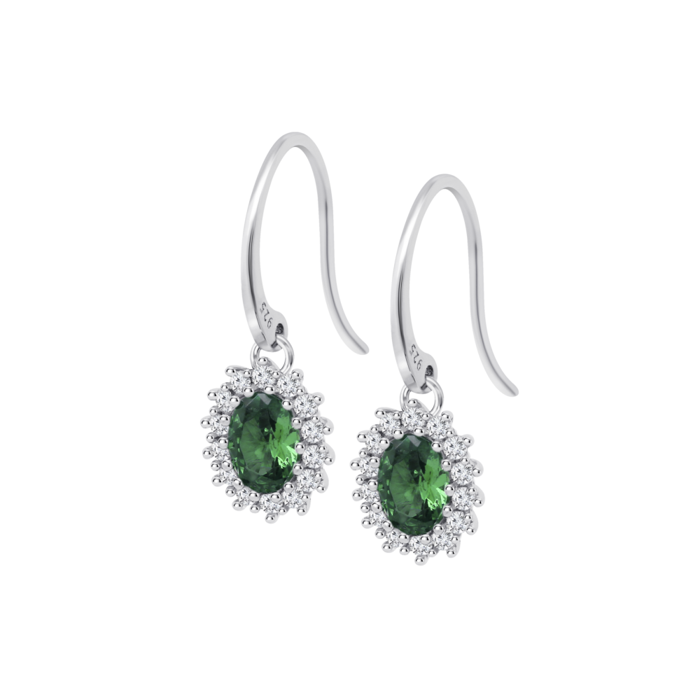 BRINCOS LOTUS SILVER ZIRCÓNIAS VERDES, MULHER