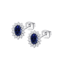 BRINCOS LOTUS SILVER ZIRCÓNIAS AZUIS, MULHER