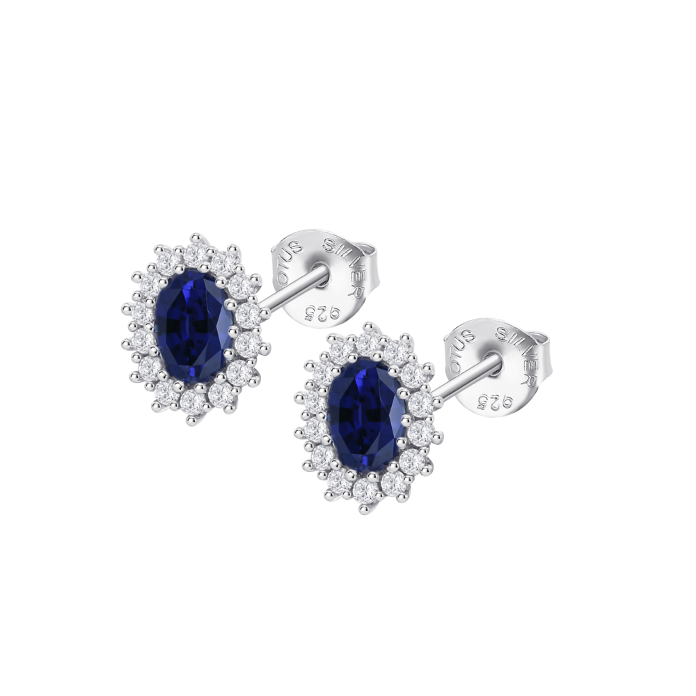 BRINCOS LOTUS SILVER ZIRCÓNIAS AZUIS, MULHER