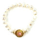 Pulseira Pérolas com Pedra Rosa e martelado - Pulseiras - Sweet Apple Silver - Sweet Apple ® Relojoaria | Joalharia | Ourivesari