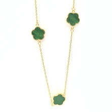 Fio em Prata Dourada 925 com Flor Verde