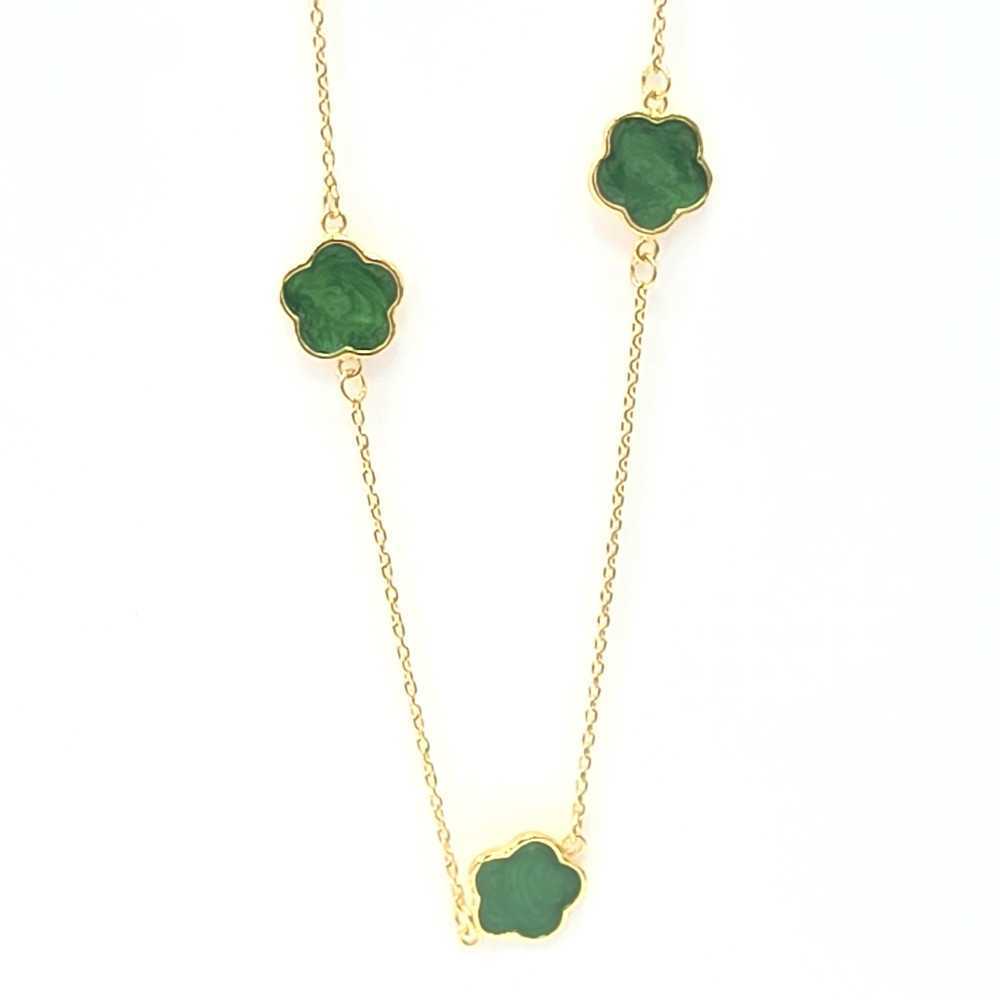 Fio em Prata Dourada 925 com Flor Verde