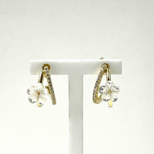 Brincos em Prata Dourada 925 com Flores