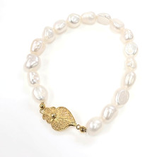 Pulseira em Prata Dourada 925 com Coração de Viana - Bracelets - Sweet Apple Silver