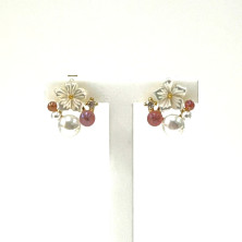 Brincos em Prata Dourada 925 com Zircónias Rosa - Earings - Sweet Apple Silver