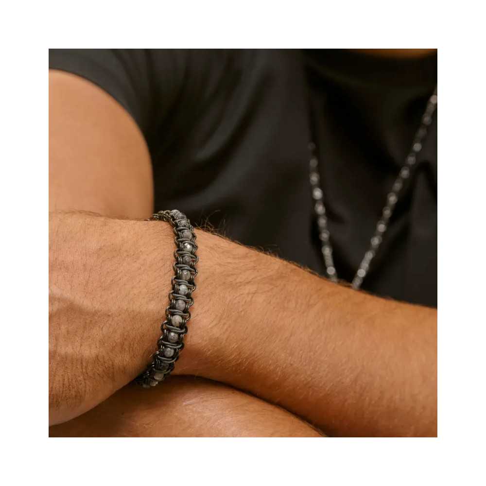 Pulseira de Homem Ulises Pedras Pretas - Pulseiras - Radiant Style - Sweet Apple ® Relojoaria | Joalharia | Ourivesaria
