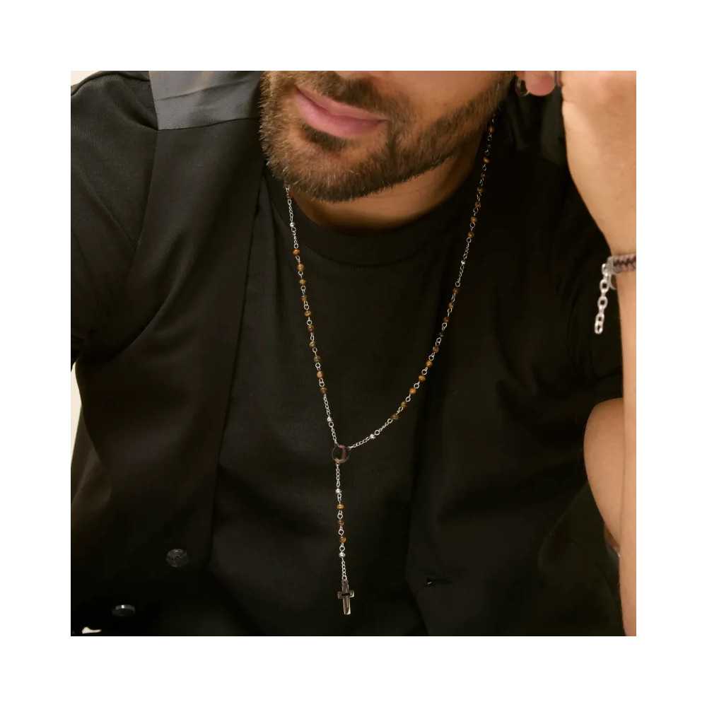 Colar de Homem Iconclast Pedras Castanho
