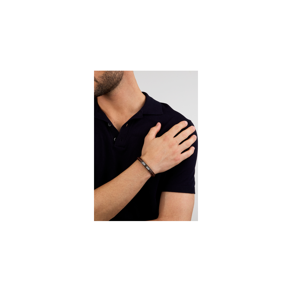 LEATHER BR SS YG REC LEATHER BRACELET | Sweet Apple