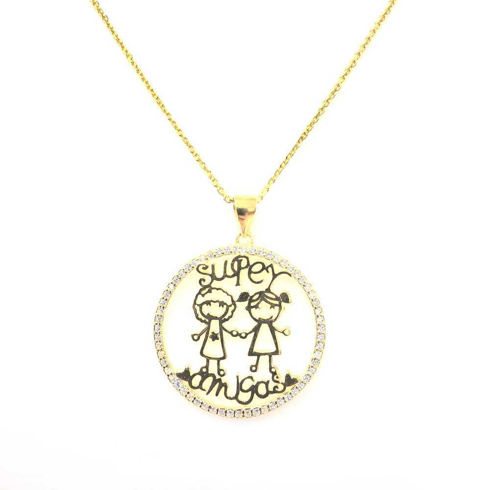 Medalha "Super Amigas" para Fio em Prata Dourada 925 - Medalhas - Sweet Apple Silver - Sweet Apple ® Relojoaria | Joalharia | Ou