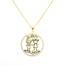 Medalha "Super Amigas" para Fio em Prata Dourada 925 - Medalhas - Sweet Apple Silver - Sweet Apple ® Relojoaria | Joalharia | Ou