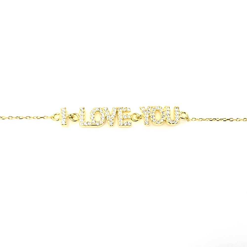 Pulseira em Prata Dourada 925 "I Love You" - Bracelets - Sweet Apple Silver