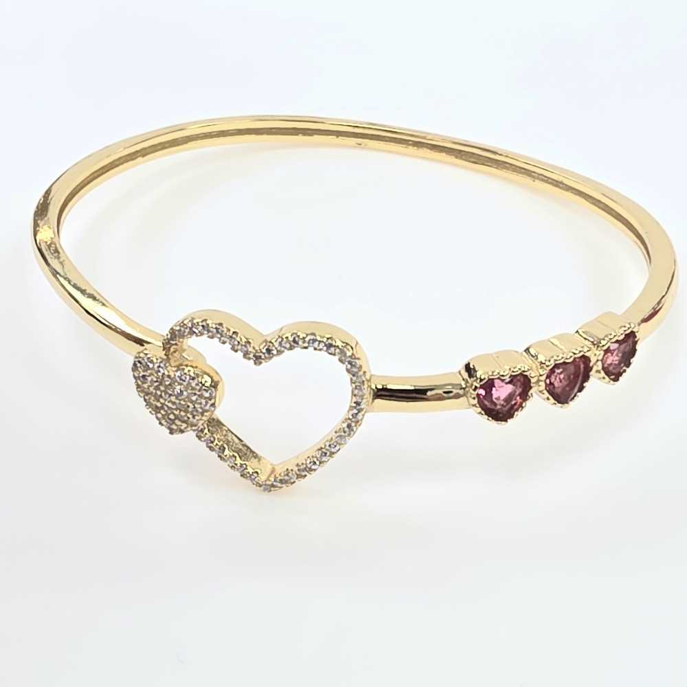 Pulseira em Prata Dourada 925 com Corações - Ourivesaria - Sweet Apple Silver