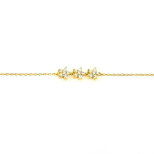 Pulseira em Prata Dourada 925 com Flores - Bracelets - Sweet Apple Silver