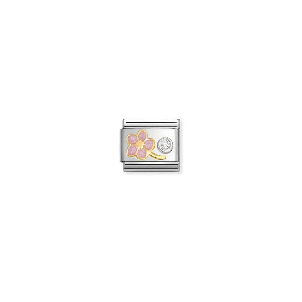 Link Composable Classic Miosótis com contorno ouro - Contas P/ Pulseiras - Nomination Links