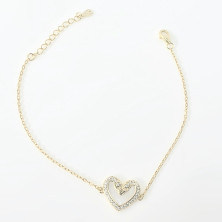 Pulseira Prata dourada coração