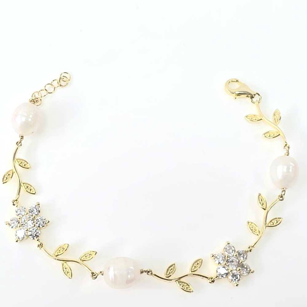 Pulseira com pérolas e zircônias Prata 925