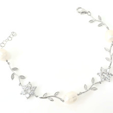 Pulseira com pérolas e zircônias Prata 925
