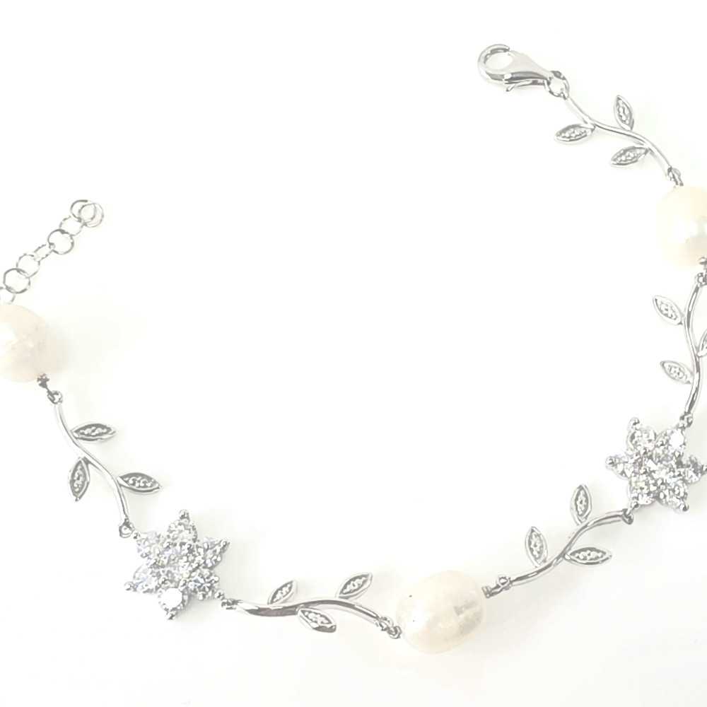 Pulseira com pérolas e zircônias Prata 925