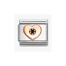 Link Nomination Coração rosa Pedra Preta - Contas P/ Pulseiras - Nomination Links