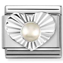 Link Nomination Heart and White Pearl - Contas P/ Pulseiras - Nomination Links - Sweet Apple ® Relojoaria | Joalharia | Ourivesa