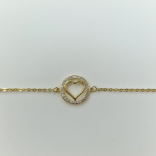 Pulseira em prata dourada com coração