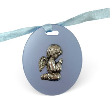 Medalha de berço Prata 925 fundo Azul - Silver - CO88