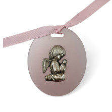 Medalha de berço Prata 925 fundo Rosa - Silver - CO88